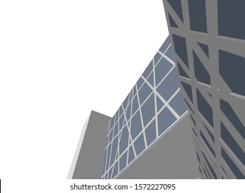 modern architecture building vector 3d illustration 