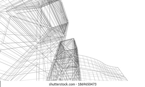 Modernes Gebäude der Architektur, Vektorgrafik 3D