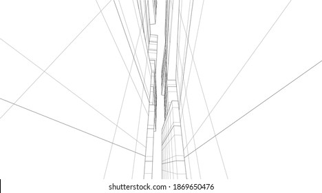 Modern architecture building vector 3d illustration