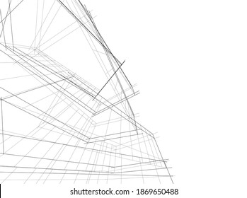 Modern architecture building vector 3d illustration