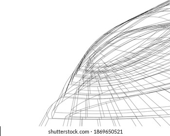 Modern architecture building vector 3d illustration