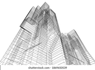 Modern architecture building vector 3d illustration