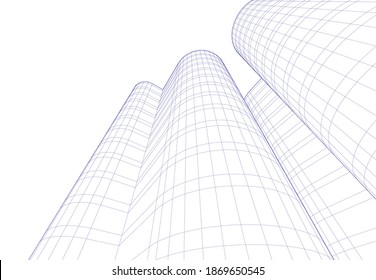 Modern architecture building vector 3d illustration