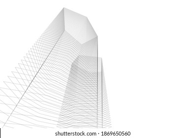 Modern architecture building vector 3d illustration