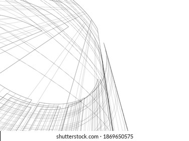 Modern architecture building vector 3d illustration