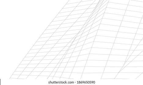 Arquitectura moderna construyendo ilustración vectorial 3d