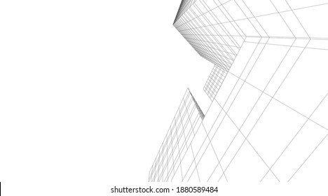 Modern architecture building vector 3d illustration