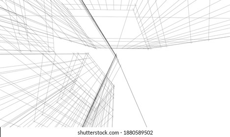 Modern architecture building vector 3d illustration