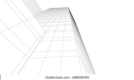 Modern architecture building vector 3d illustration
