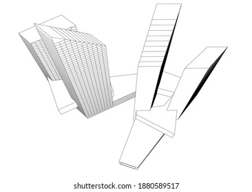 Modern architecture building vector 3d illustration
