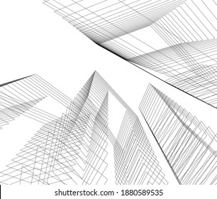 Modern architecture building vector 3d illustration