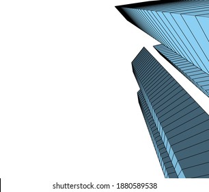 Modern architecture building vector 3d illustration