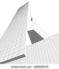 Modern architecture building vector 3d illustration