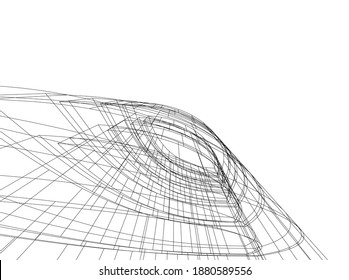 Arquitectura moderna construyendo ilustración vectorial 3d