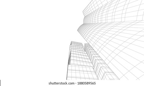 Modern architecture building vector 3d illustration