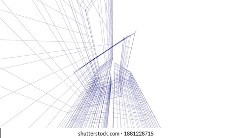 Modern architecture building vector 3d illustration
