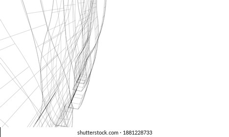 Modern architecture building vector 3d illustration