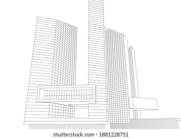 Modern architecture building vector 3d illustration