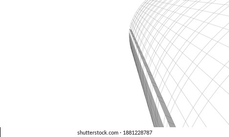 Modern architecture building vector 3d illustration