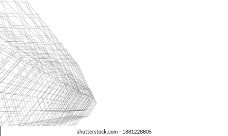 Modern architecture building vector 3d illustration