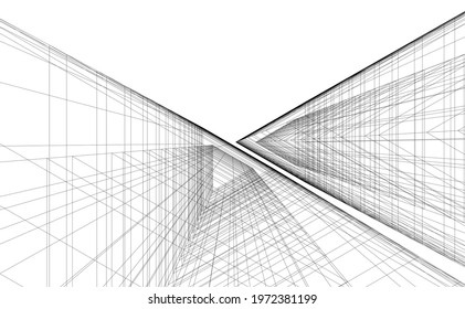 modern architecture building vector 3d illustration