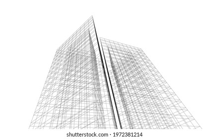 modern architecture building vector 3d illustration