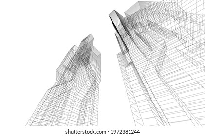 modern architecture building vector 3d illustration