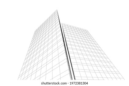 modern architecture building vector 3d illustration