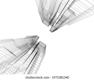 modern architecture building vector 3d illustration