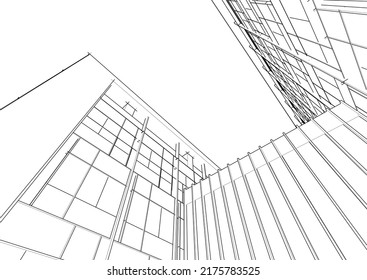 Modern architecture building vector 3d illustration