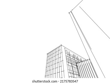Modern architecture building vector 3d illustration