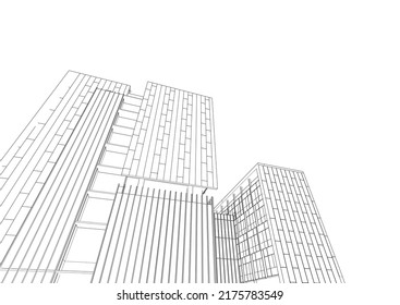 Modern architecture building vector 3d illustration