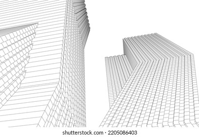 Modern architecture building vector 3d illustration