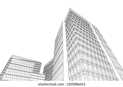 Modern architecture building vector 3d illustration