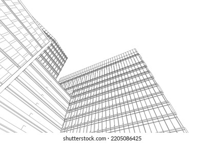 Modern architecture building vector 3d illustration