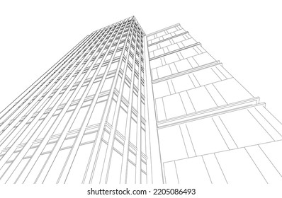 Modern architecture building vector 3d illustration
