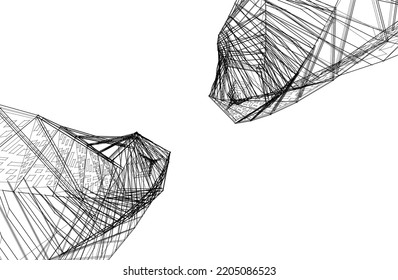 Modern architecture building vector 3d illustration