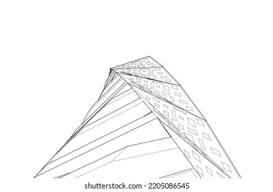 Modern architecture building vector 3d illustration