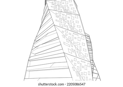 Modern architecture building vector 3d illustration