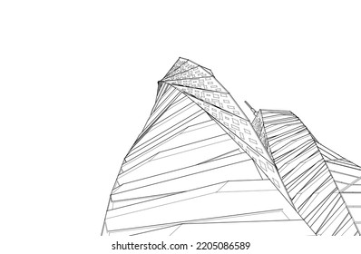 Modern architecture building vector 3d illustration