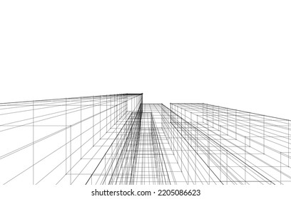 Modern architecture building vector 3d illustration