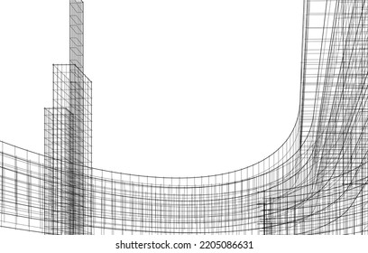Modern architecture building vector 3d illustration