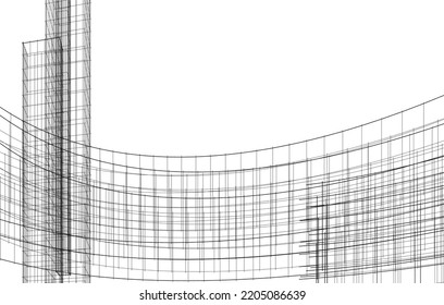 Modern architecture building vector 3d illustration
