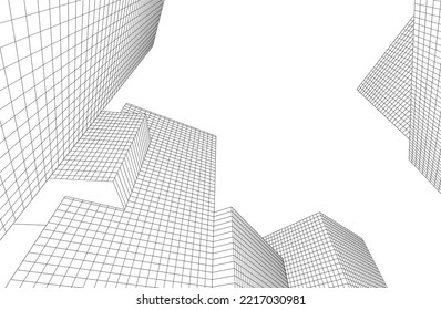 Modern architecture building vector 3d illustration