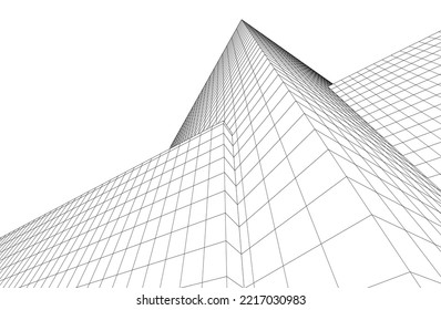 Arquitectura moderna construyendo ilustración vectorial 3d