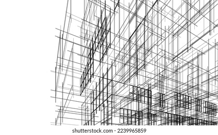 Modern architecture building vector 3d illustration