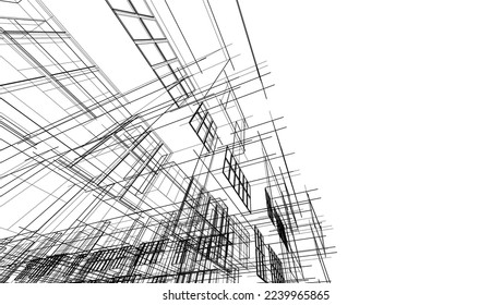 Modern architecture building vector 3d illustration