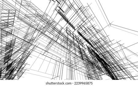 Modern architecture building vector 3d illustration