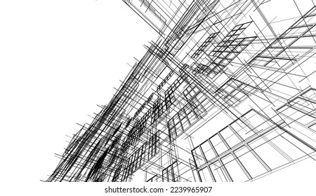 Modernes Gebäude der Architektur, Vektorgrafik 3D