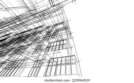 Modern architecture building vector 3d illustration